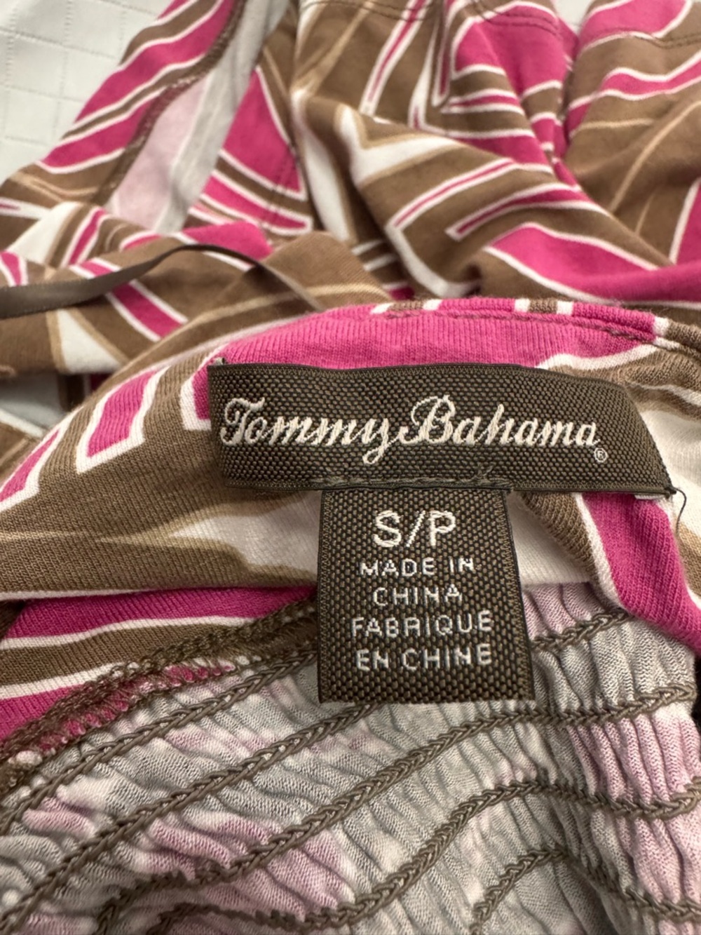 Tommy Bahama Pink and Brown Striped Halter Dress - Picture 3 of 4